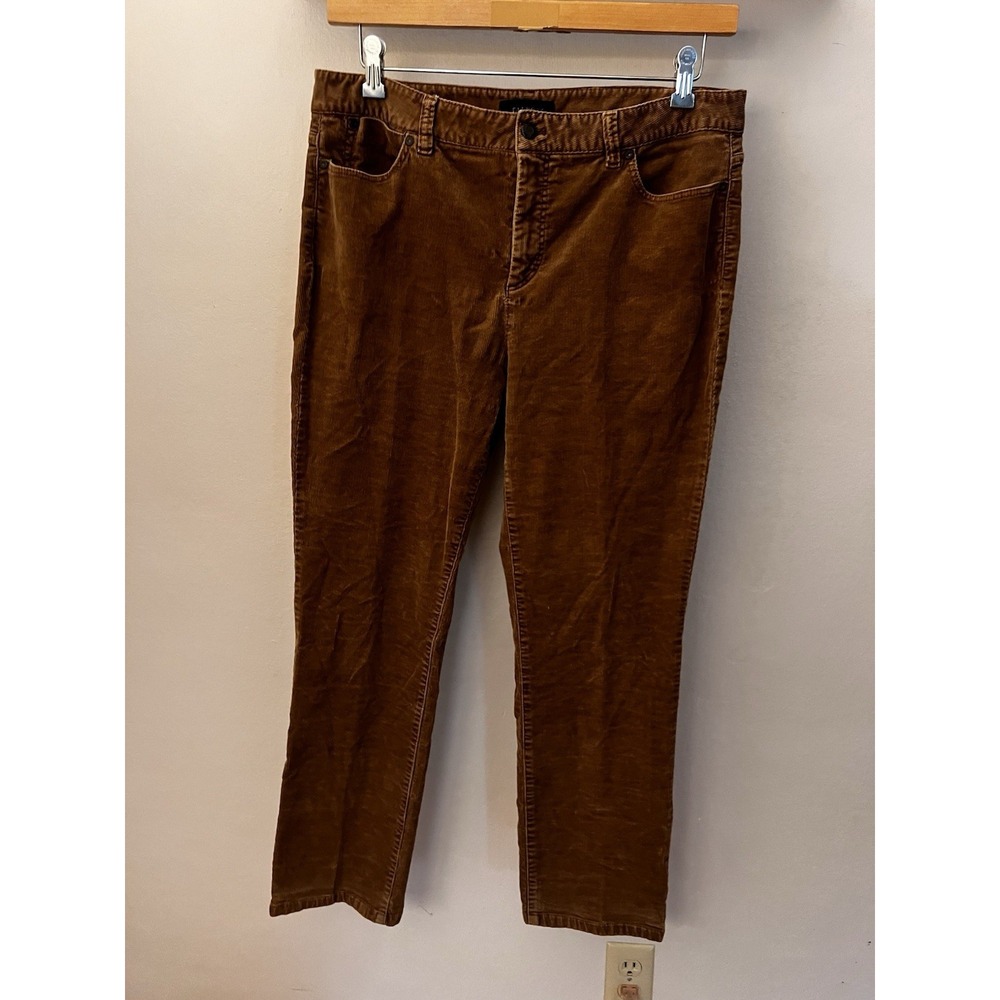 TALBOTS Women's Size 14 Pants HERITAGE Corduroy Tan Brown Straight High Rise